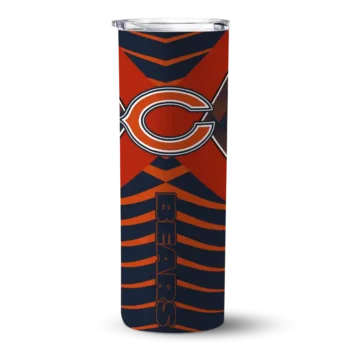 Personalized Chicago Bears Camo Texture Blue Skinny Tumbler