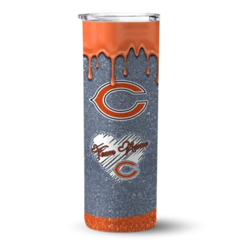 Personalized Chicago Bears Pixel Fade Blue Skinny Tumbler