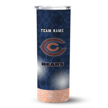 Personalized Chicago Bears Starburst Tiles Blue Skinny Tumbler