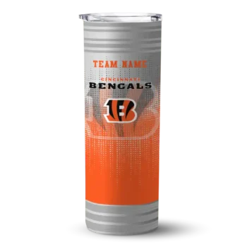 Personalized Cincinnati Bengals Swirl Texture Orange Skinny Tumbler