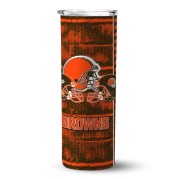 Personalized Cleveland Browns Chevron Patch Brown Skinny Tumbler