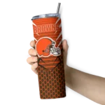 personalized-cleveland-browns-chevron-stripes-brown-skinny-tumbler-best-selling.webp