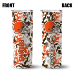 personalized cleveland browns claw marks brown white skinny tumbler best selling 1.webp