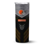 personalized-cleveland-browns-hexagon-honeycomb-brown-black-skinny-tumbler-best-selling.webp