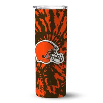 Personalized Cleveland Browns Metallic Grid Brown Skinny Tumbler