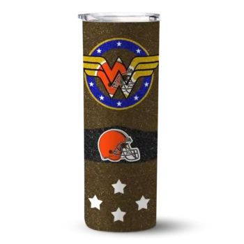 Personalized Cleveland Browns Star Cluster Brown Skinny Tumbler