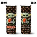 personalized-cleveland-browns-yoda-cozy-brown-black-skinny-tumbler-best-selling.webp