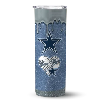 Personalized Dallas Cowboys Pixel Fade Blue Skinny Tumbler