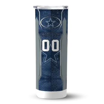 Personalized Dallas Cowboys Stacked Diamond Blue Skinny Tumbler