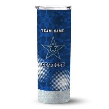 Personalized Dallas Cowboys Starburst Tiles Blue Skinny Tumbler