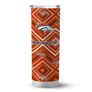 Personalized Denver Broncos Zipper Leopard Orange Skinny Tumbler