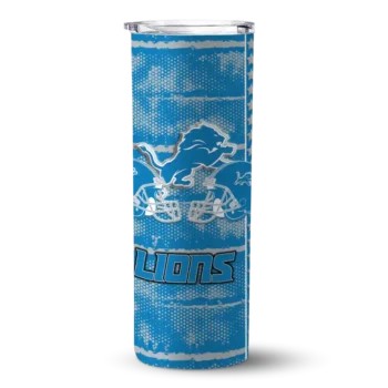 Personalized Detroit Lions Chevron Patch Blue Skinny Tumbler