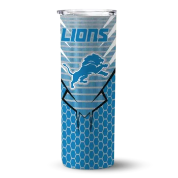Personalized Detroit Lions Chevron Stripes Blue Skinny Tumbler