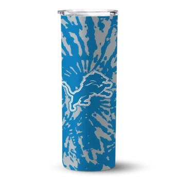Personalized Detroit Lions Metallic Grid Blue Skinny Tumbler