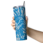personalized-detroit-lions-metallic-grid-blue-skinny-tumbler-best-selling.webp