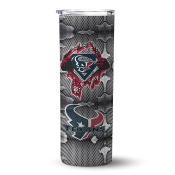 Houston Texans Skinny Tumbler - Personalized Chevron V Blue Gray