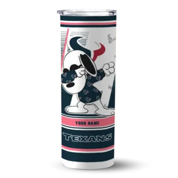 Houston Texans Skinny Tumbler - Personalized Snoopy Dog Blue White