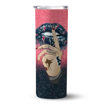Houston Texans Skinny Tumbler - Personalized Sparkle Lips Blue