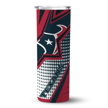 Houston Texans Skinny Tumbler - Personalized Web Stripes Blue White