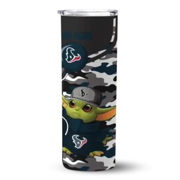 Houston Texans Skinny Tumbler - Personalized Yoda Camo Blue Black
