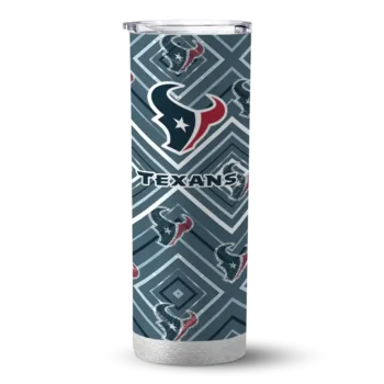 Houston Texans Skinny Tumbler - Personalized Zipper Leopard Blue
