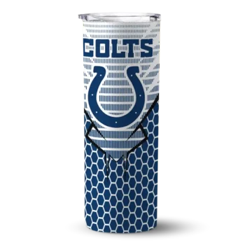 Indianapolis Colts Skinny Tumbler - Personalized Chevron Stripes Blue