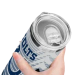 personalized-indianapolis-colts-chevron-stripes-blue-skinny-tumbler-best-selling.webp