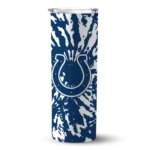 personalized-indianapolis-colts-metallic-grid-blue-skinny-tumbler-best-selling.webp
