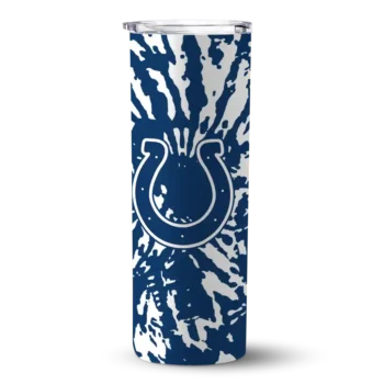 Indianapolis Colts Skinny Tumbler - Personalized Metallic Grid Blue