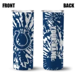 personalized-indianapolis-colts-metallic-grid-blue-skinny-tumbler-best-selling.webp