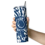 personalized-indianapolis-colts-metallic-grid-blue-skinny-tumbler-best-selling.webp