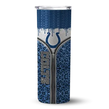 Indianapolis Colts Skinny Tumbler - Personalized Sparkle Drip Blue