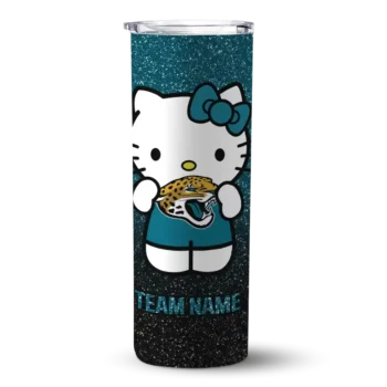 Jacksonville Jaguars Skinny Tumbler - Personalized Hello Kitty Teal Black