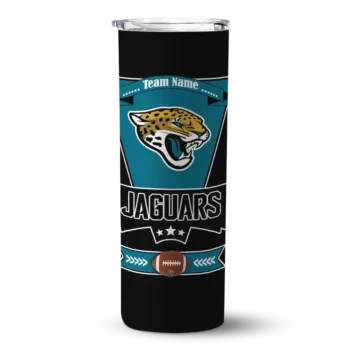 Jacksonville Jaguars Skinny Tumbler - Personalized Helmet Belt Teal Black