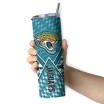 personalized-jacksonville-jaguars-monogram-burst-teal-white-skinny-tumbler-best-selling.webp