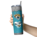 personalized-jacksonville-jaguars-pixel-fade-teal-skinny-tumbler-best-selling.webp