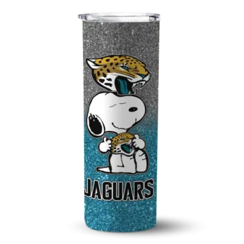 Jacksonville Jaguars Skinny Tumbler - Personalized Snoopy Attitude Teal