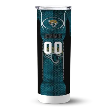 Jacksonville Jaguars Skinny Tumbler - Personalized Stacked Diamond Teal