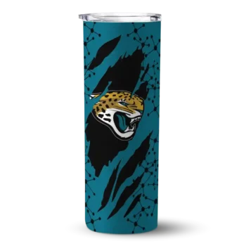 Jacksonville Jaguars Skinny Tumbler - Personalized Star Pop Teal Black