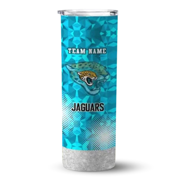 Jacksonville Jaguars Skinny Tumbler - Personalized Starburst Tiles Teal
