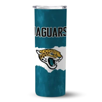 Jacksonville Jaguars Skinny Tumbler - Personalized Torn Band Teal White