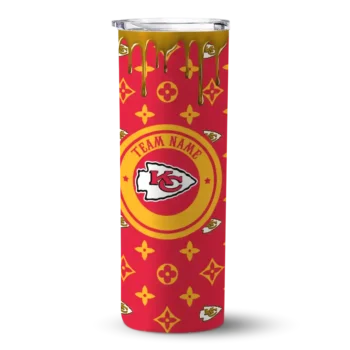 Kansas City Chiefs Skinny Tumbler - Personalized Camo Streak Red