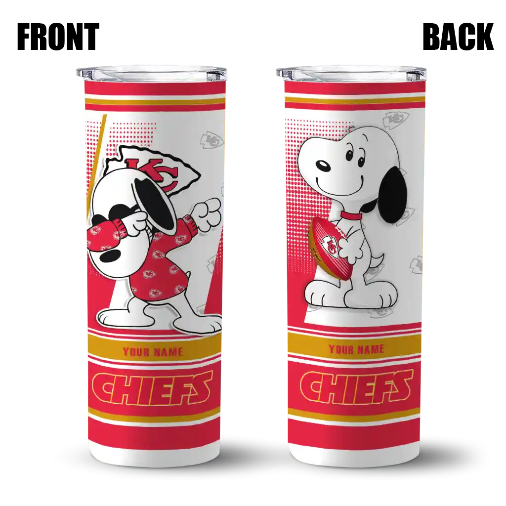 personalized-kansas-city-chiefs-snoopy-dog-red-white-skinny-tumbler-fashion-forward.webp