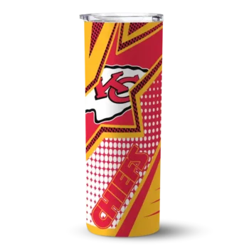 Kansas City Chiefs Skinny Tumbler - Personalized Web Stripes Red White
