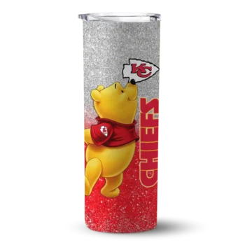 Kansas City Chiefs Skinny Tumbler - Personalized Winnie the Pooh Red Gray