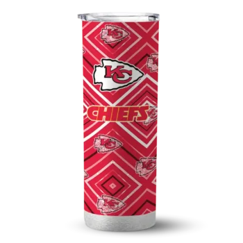 Kansas City Chiefs Skinny Tumbler - Personalized Zipper Leopard Red