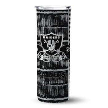 Las Vegas Raiders Skinny Tumbler - Personalized Chevron Patch Black