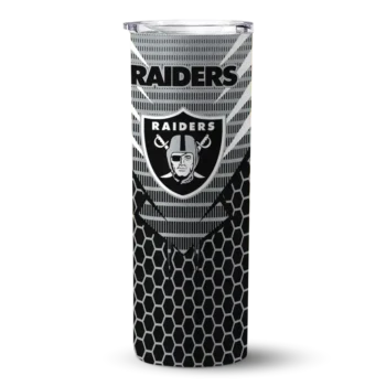 Las Vegas Raiders Skinny Tumbler - Personalized Chevron Stripes Black