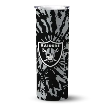 Las Vegas Raiders Skinny Tumbler - Personalized Metallic Grid Black