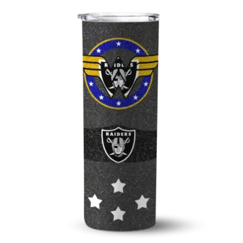 Las Vegas Raiders Skinny Tumbler - Personalized Star Cluster Black